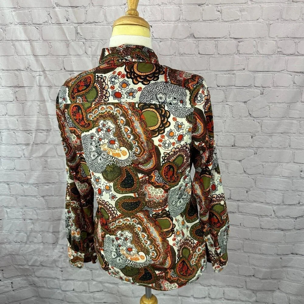 lucky brand button front top boho paisley print size medium - Picture 4 of 6